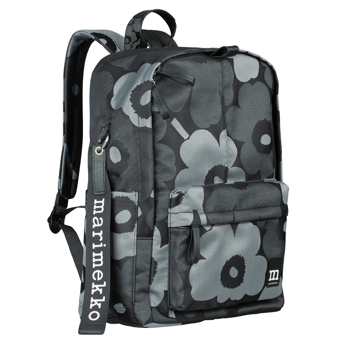 Marimekko Unikko Black / Grey Zip Top Backpack