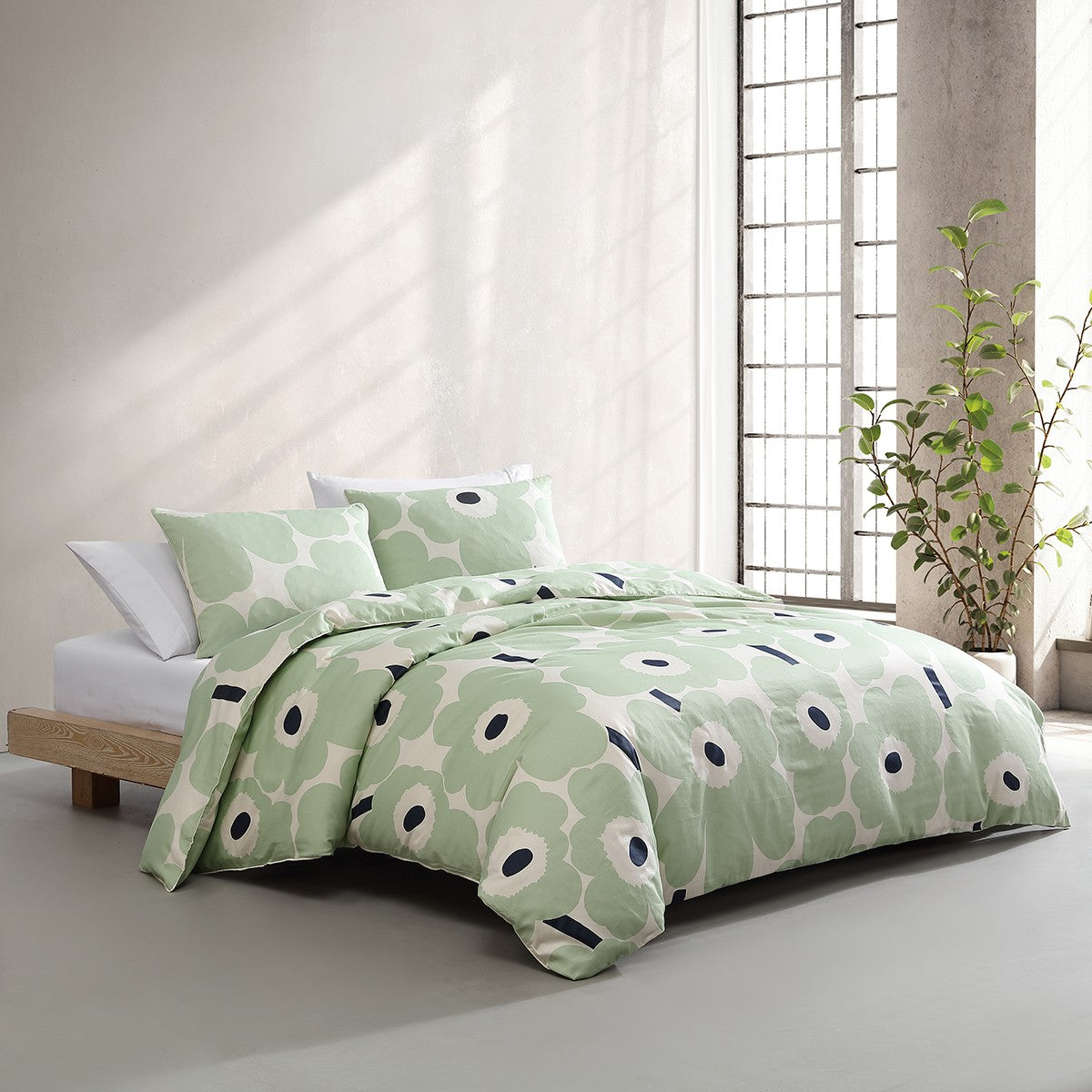 Marimekko Unikko Sage / Off White / Dark Blue King Duvet Cover Set