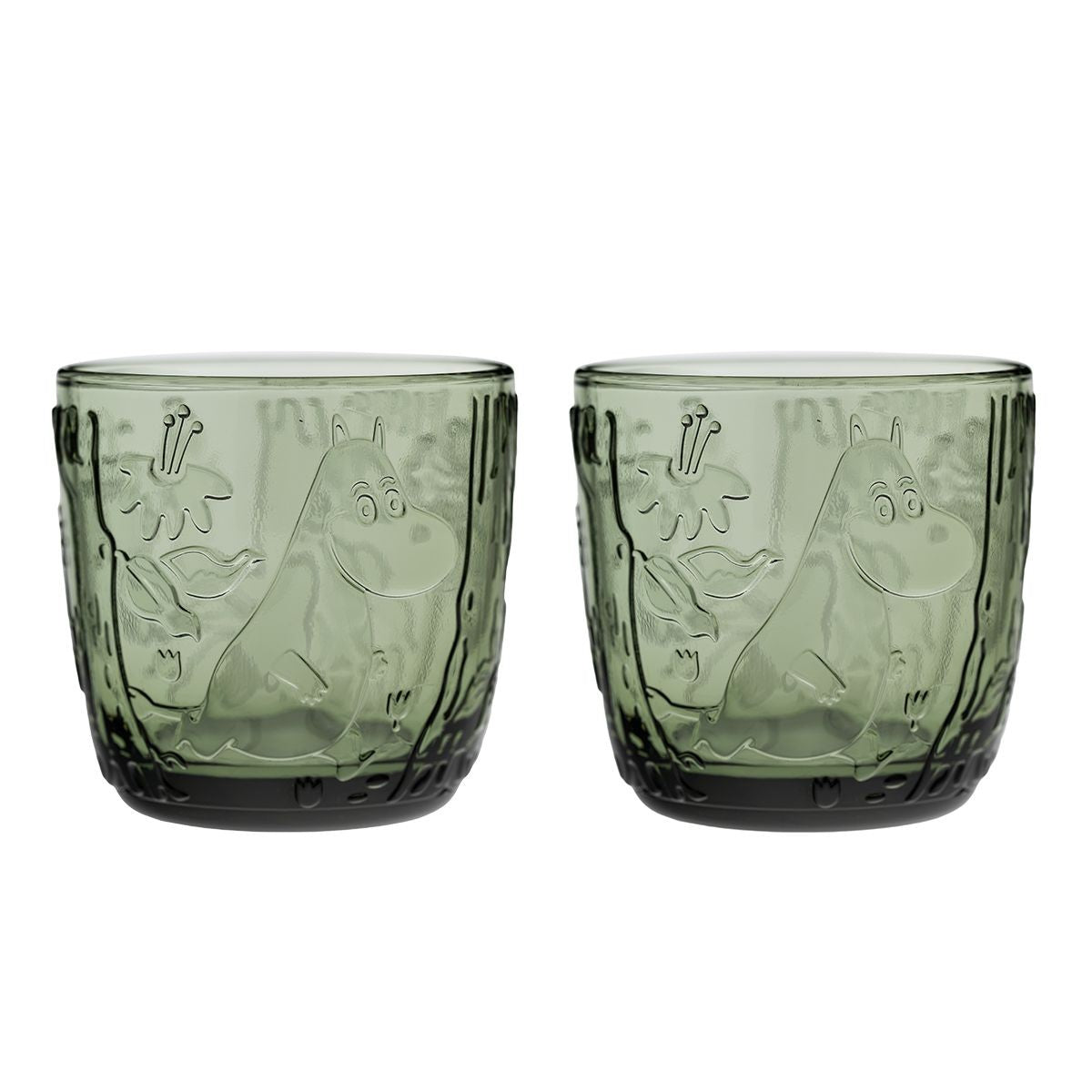 Arabia Moomin Mystical Forest Pine Green 2pc Tumblers - 9-1/2 oz