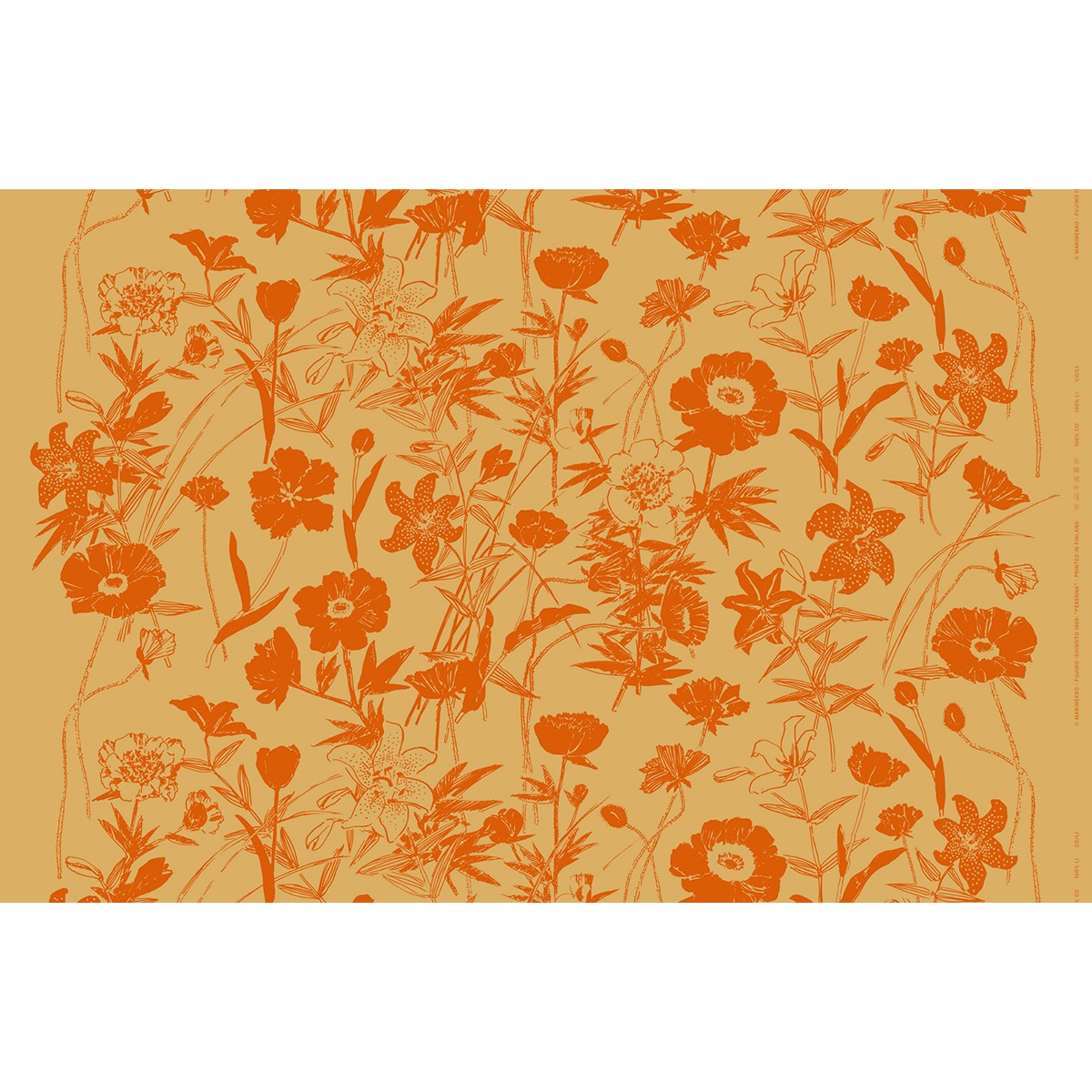 Marimekko Perenna Orange / Light Brown Cotton Canvas Fabric