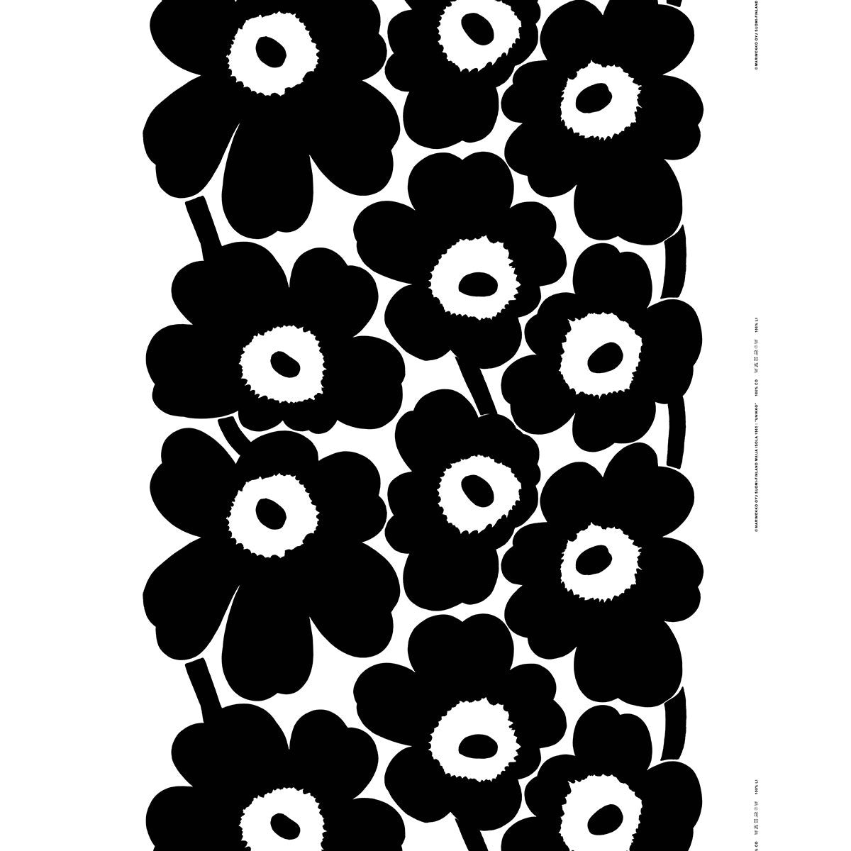 Marimekko Unikko White / Black Medium Weight Cotton Fabric