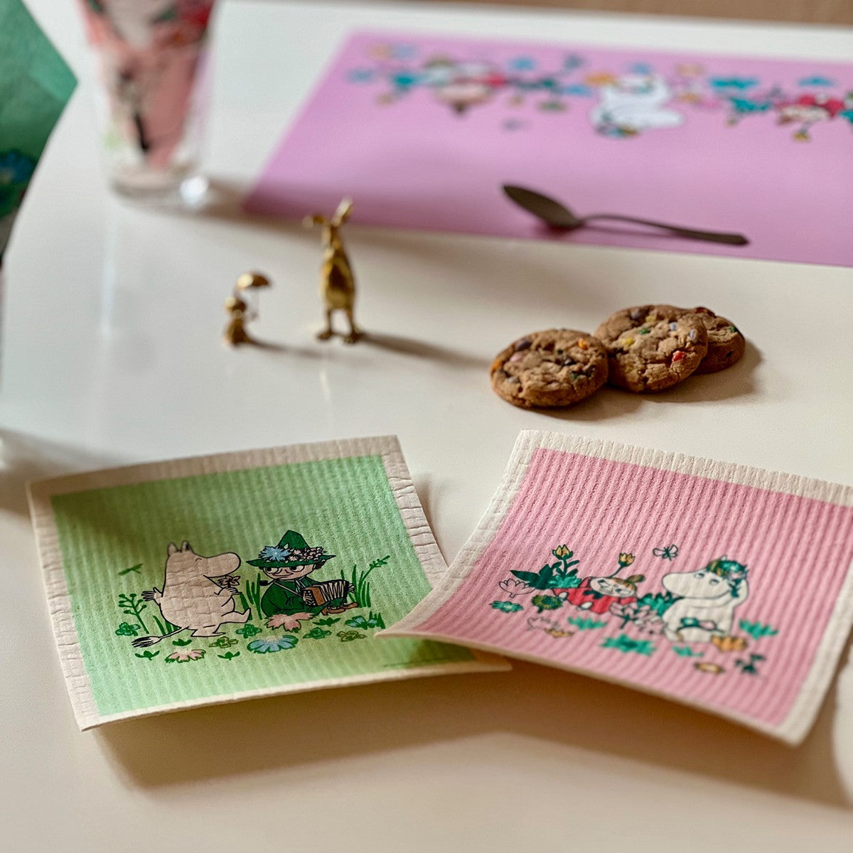 Moomintroll & Snufkin Green Cellulose Dishcloth - Set of 2