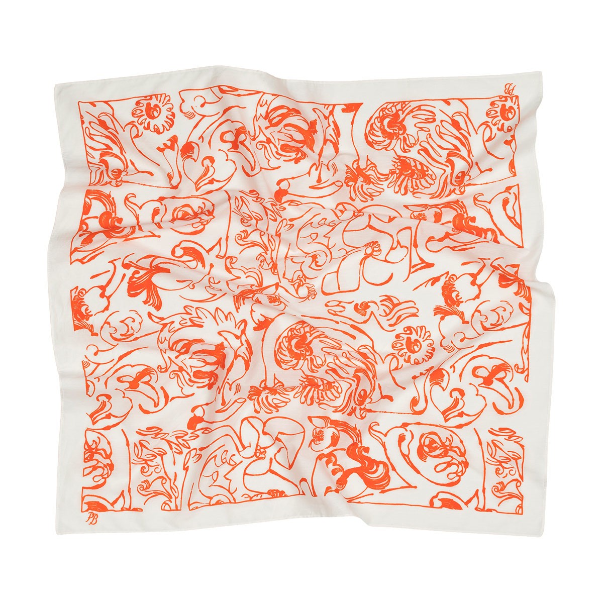 Marimekko Lierio Cactis White / Orange Scarf