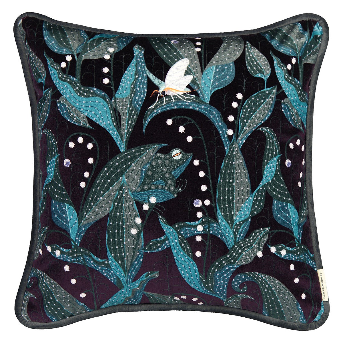 Klaus Haapaniemi Lily of the Valley Dark Violet Velvet Throw Pillow