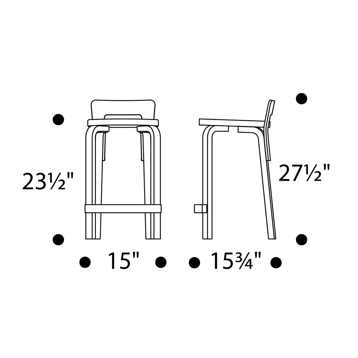 Artek Alvar Aalto K65 High Chair - Birch / White Laminate