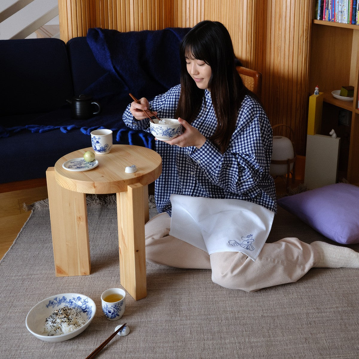 Arabia Moomin Haru White / Blue Pasta Bowl