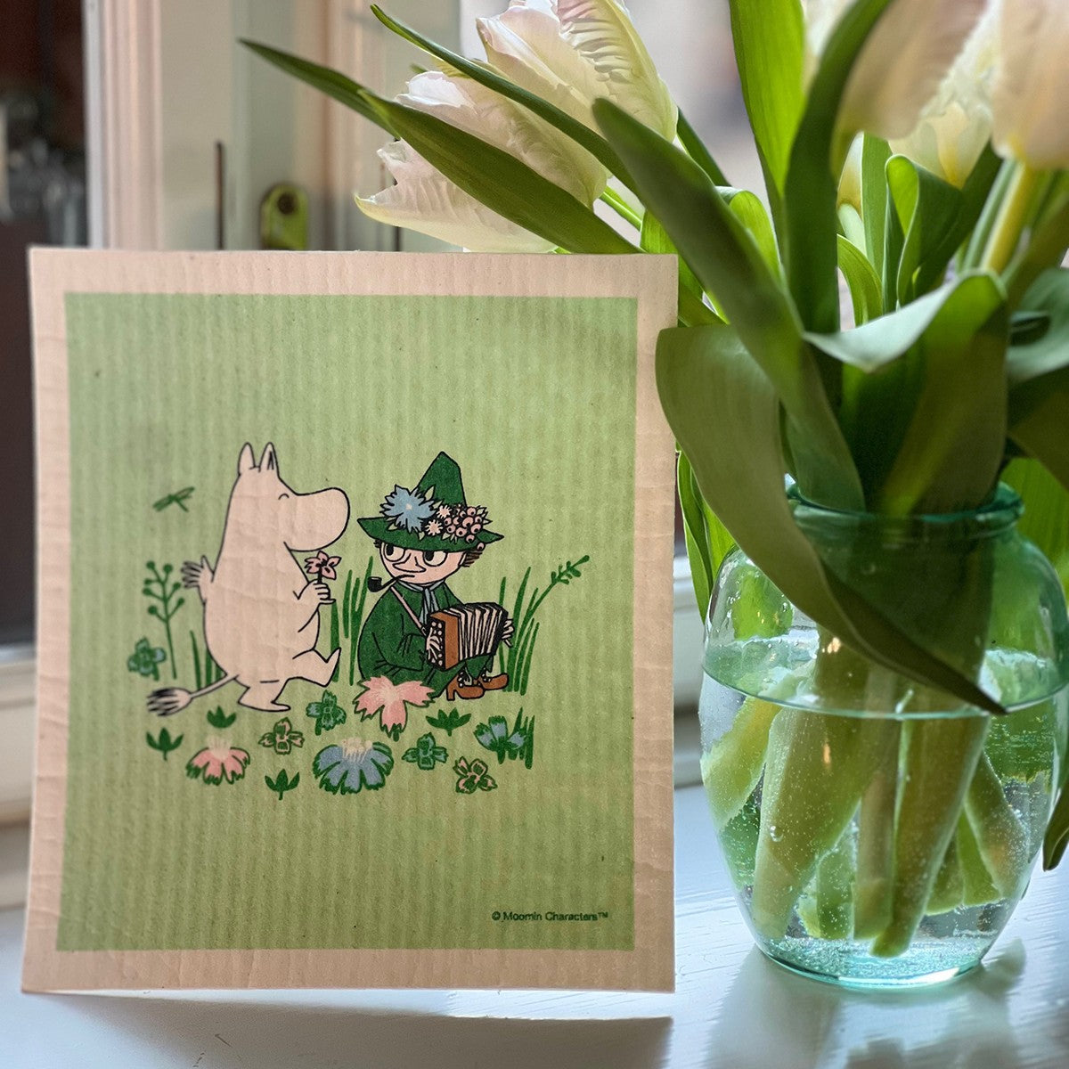 Moomintroll & Snufkin Green Cellulose Dishcloth - Set of 2