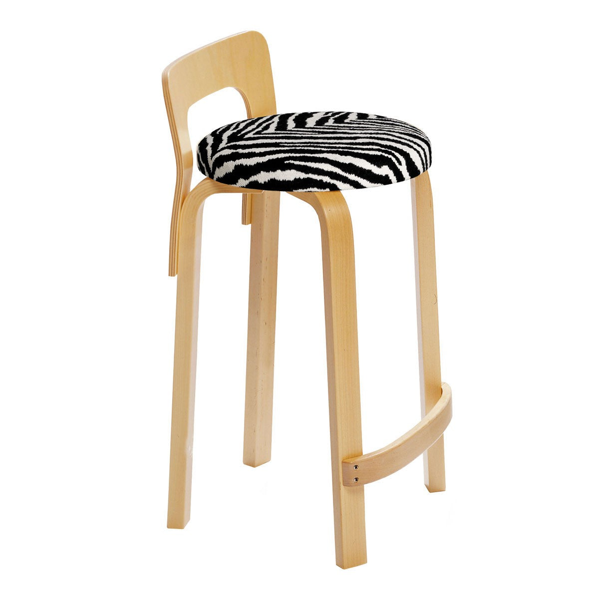 Artek K65 - Low Back Stool - Birch Legs with Upholstered Seat