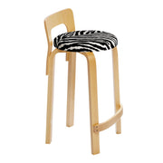 Artek K65 - Low Back Stool - Birch Legs with Upholstered Seat
