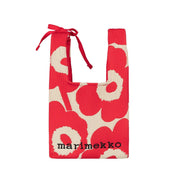 Marimekko Unikko Red / Tan Mini Knitted Tote Bag