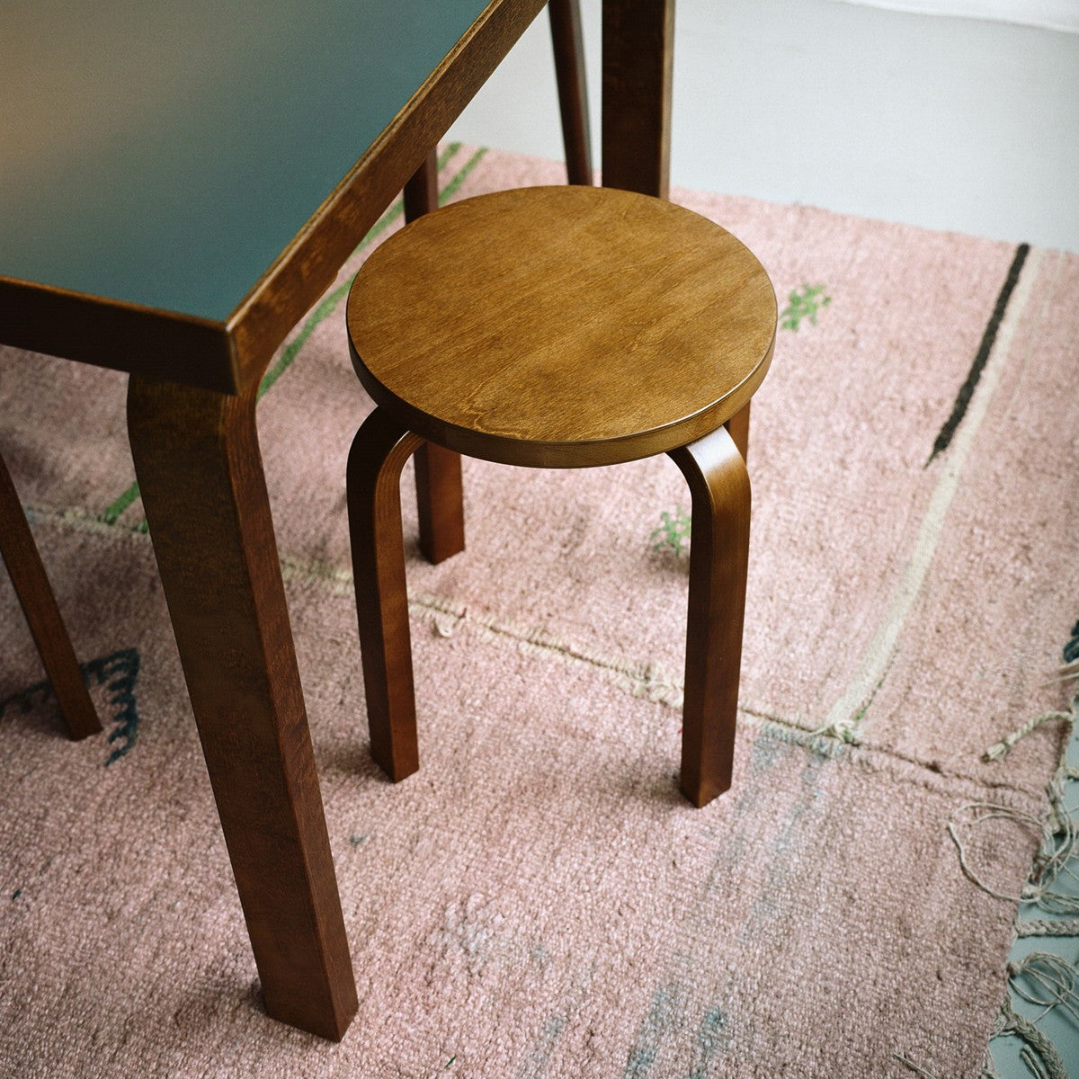 Artek Alvar Aalto E60 - Four Legged Stool - Walnut Stained