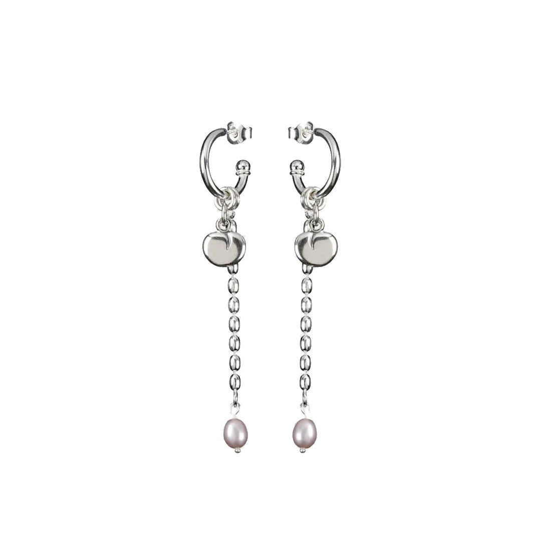 Kalevala Twinflower Pink Pearl Silver Drop Earrings