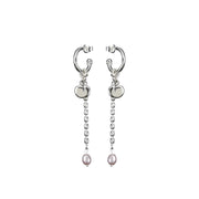 Kalevala Twinflower Pink Pearl Silver Drop Earrings