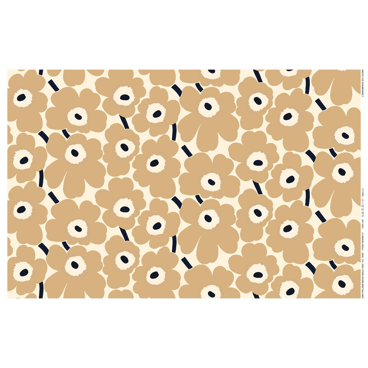 Marimekko Pieni Unikko Beige Acrylic-Coated Cotton Fabric