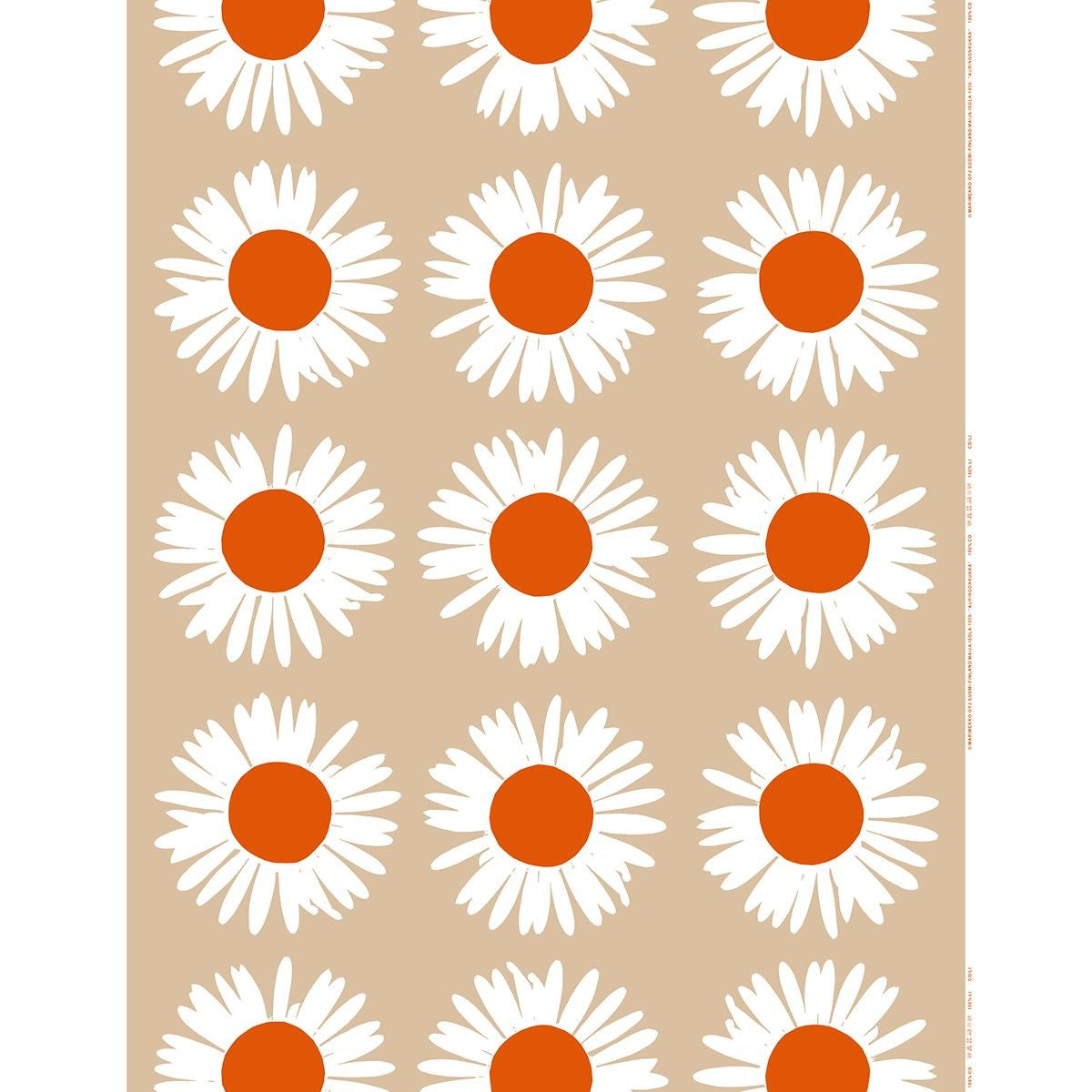 Marimekko Auringonkukka Beige / Orange / Off White Outdoor Polyester Fabric Repeat