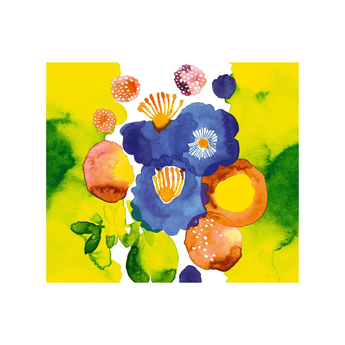 Marimekko Juhannustaika Yellow / Green / Multi Cotton Fabric Repeat