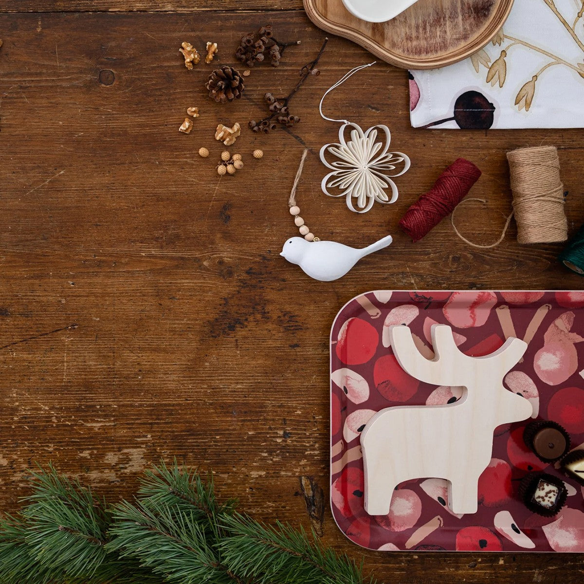 Pentik White Wood Willow Bird Ornament