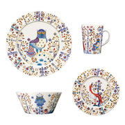 iittala Taika White / Blue 4-Piece Dinnerware Set
