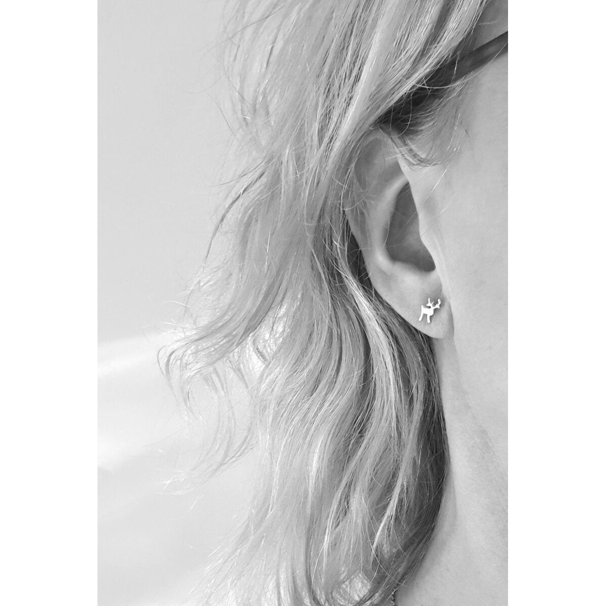 Korunilo Mini Reindeer Silver Earrings