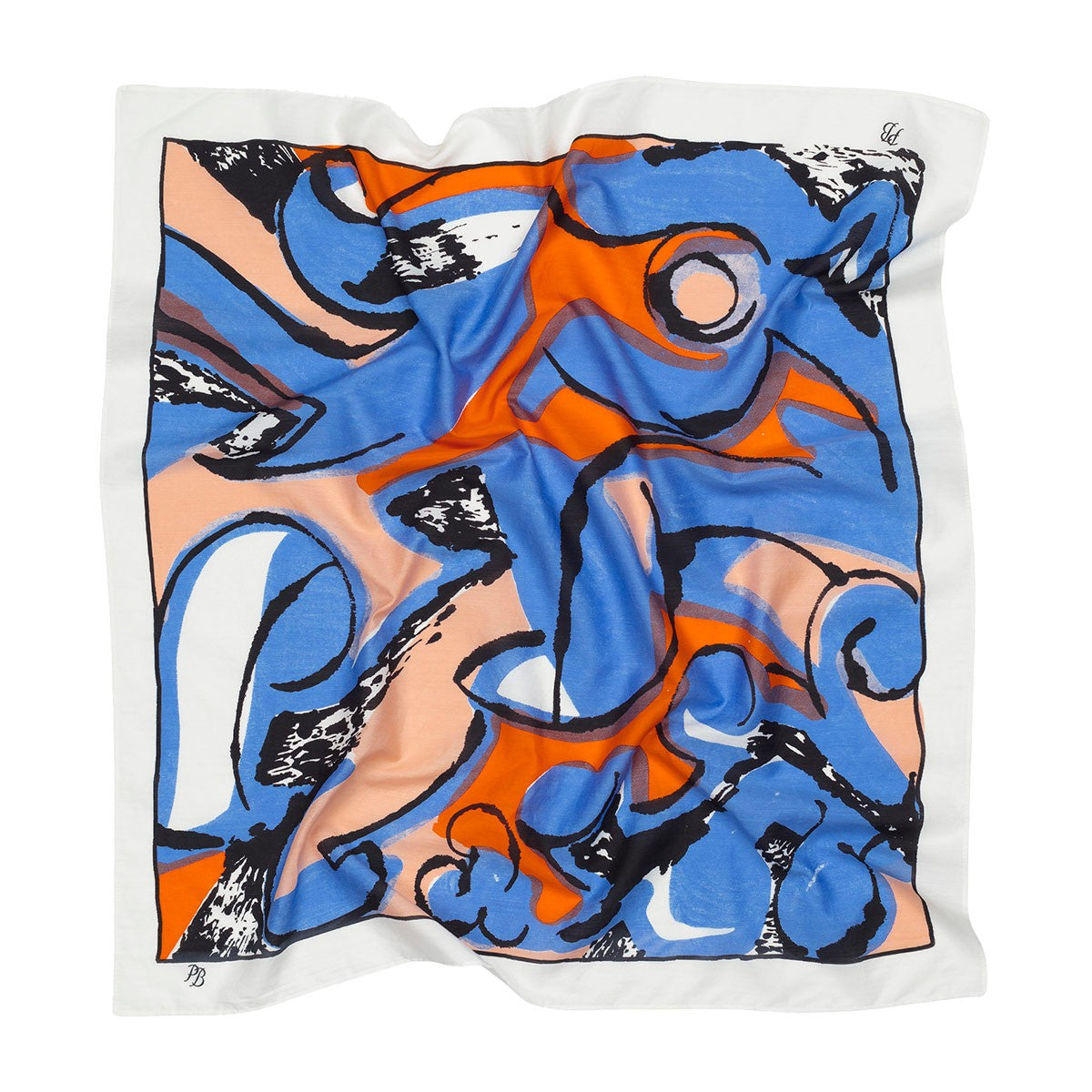 Marimekko Lierio Eldfamn Blue / Orange Scarf