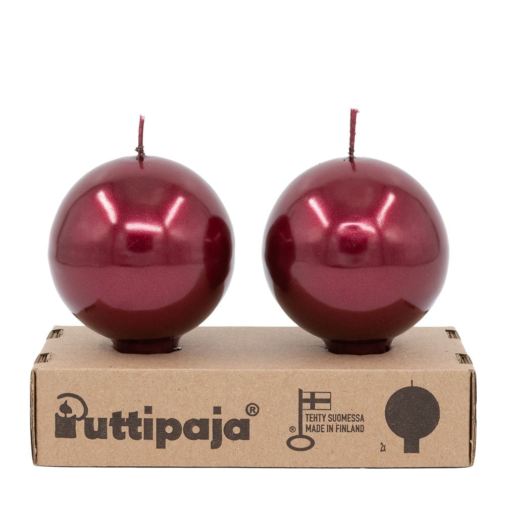 Festivo Metallic Wine Red Candles - Set of 2