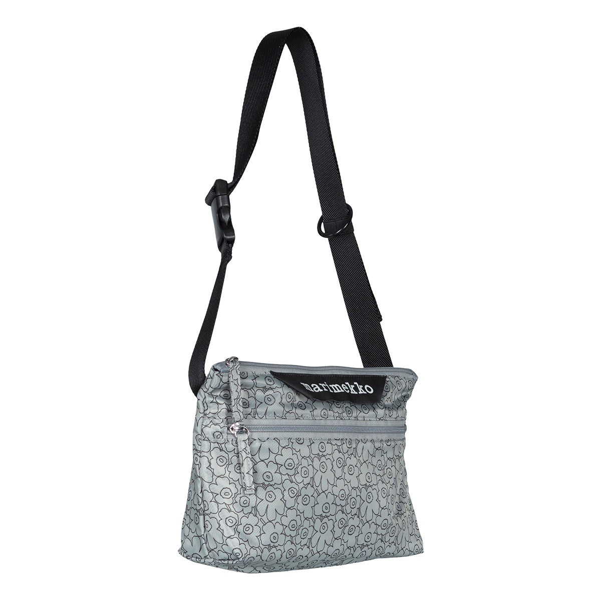 Marimekko Piirto Unikko Grey / Black Small Neat Crossbody Shoulder Bag
