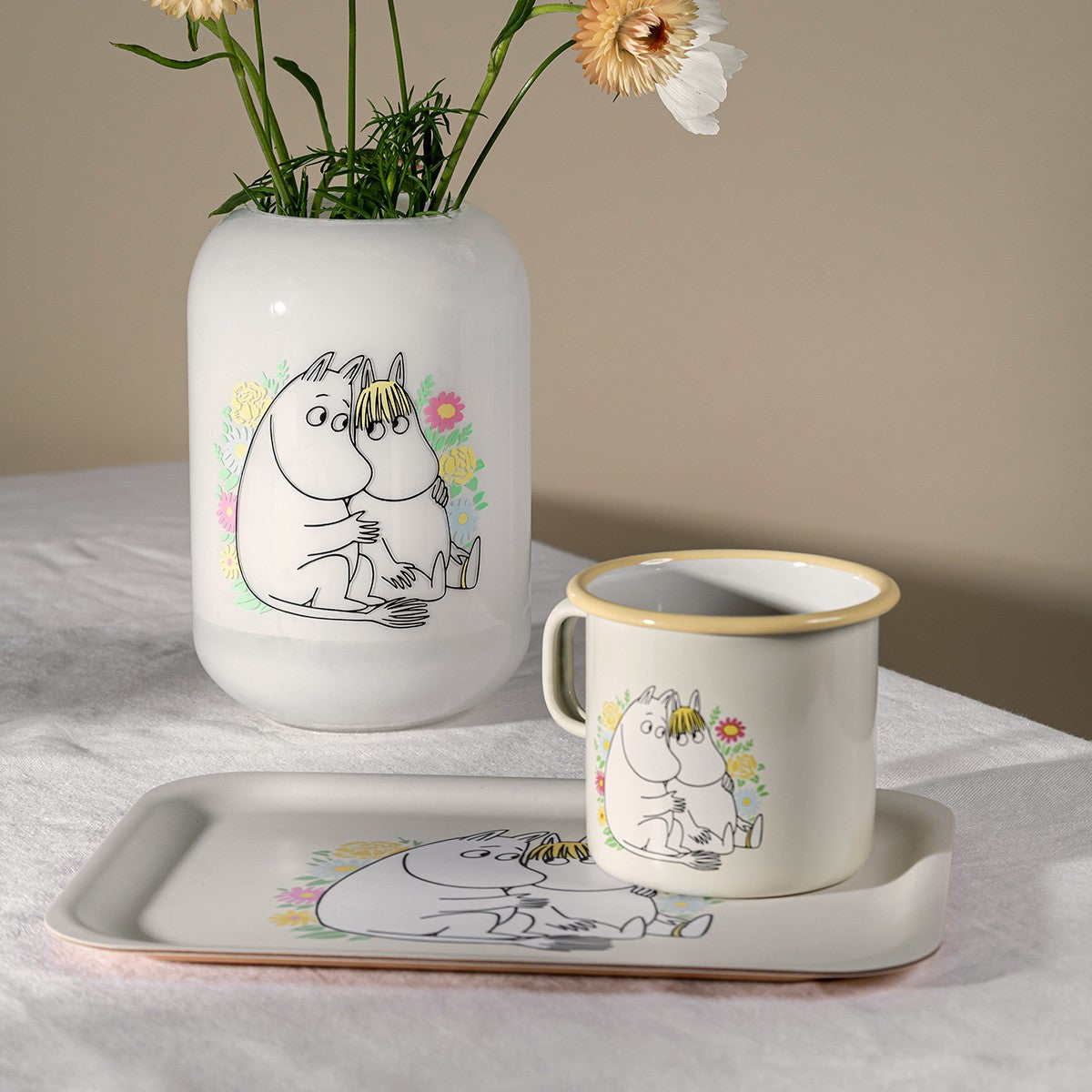 Muurla Moomin Flowers Light Yellow / Multi Tray