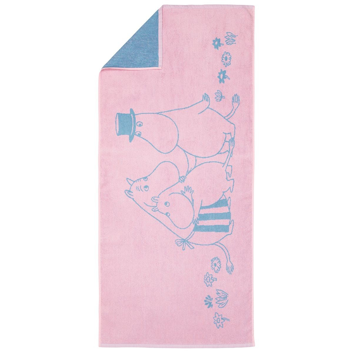 Arabia Moomin Family Time Pink / Light Blue Bath Towel - 80th Anniversary