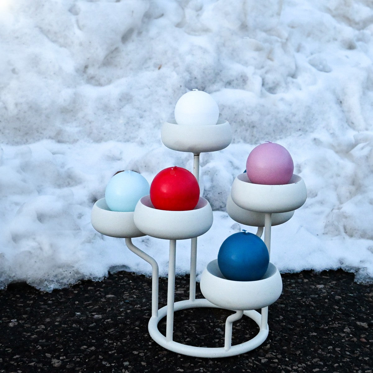 Festivo White Ball Candles - Set of 2