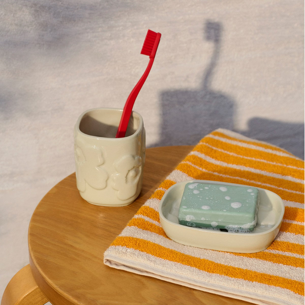 Marimekko Raide Saffron Orange / Cream Hand Towel