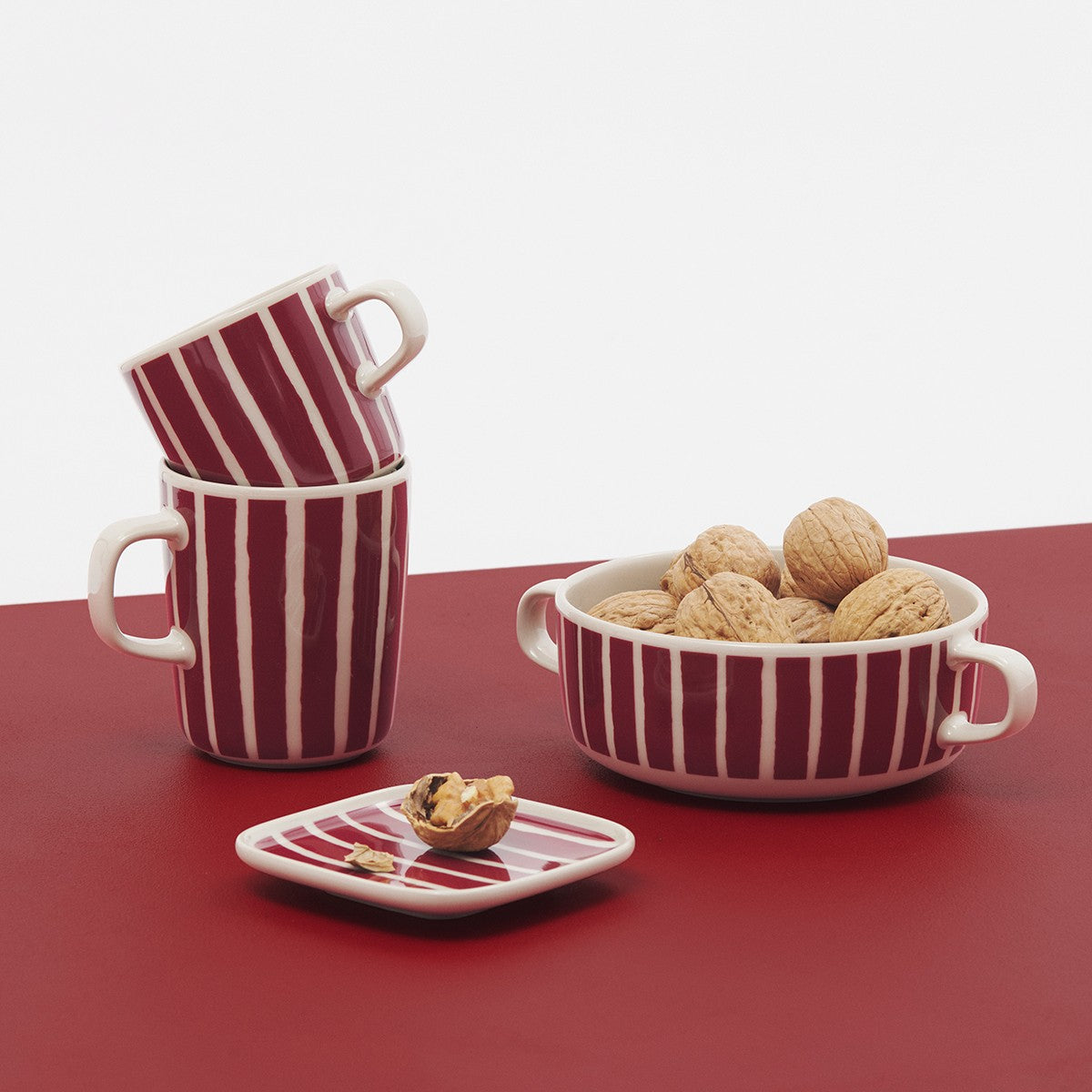 Marimekko Piccolo Dark Red / Sand Bowl with Handles