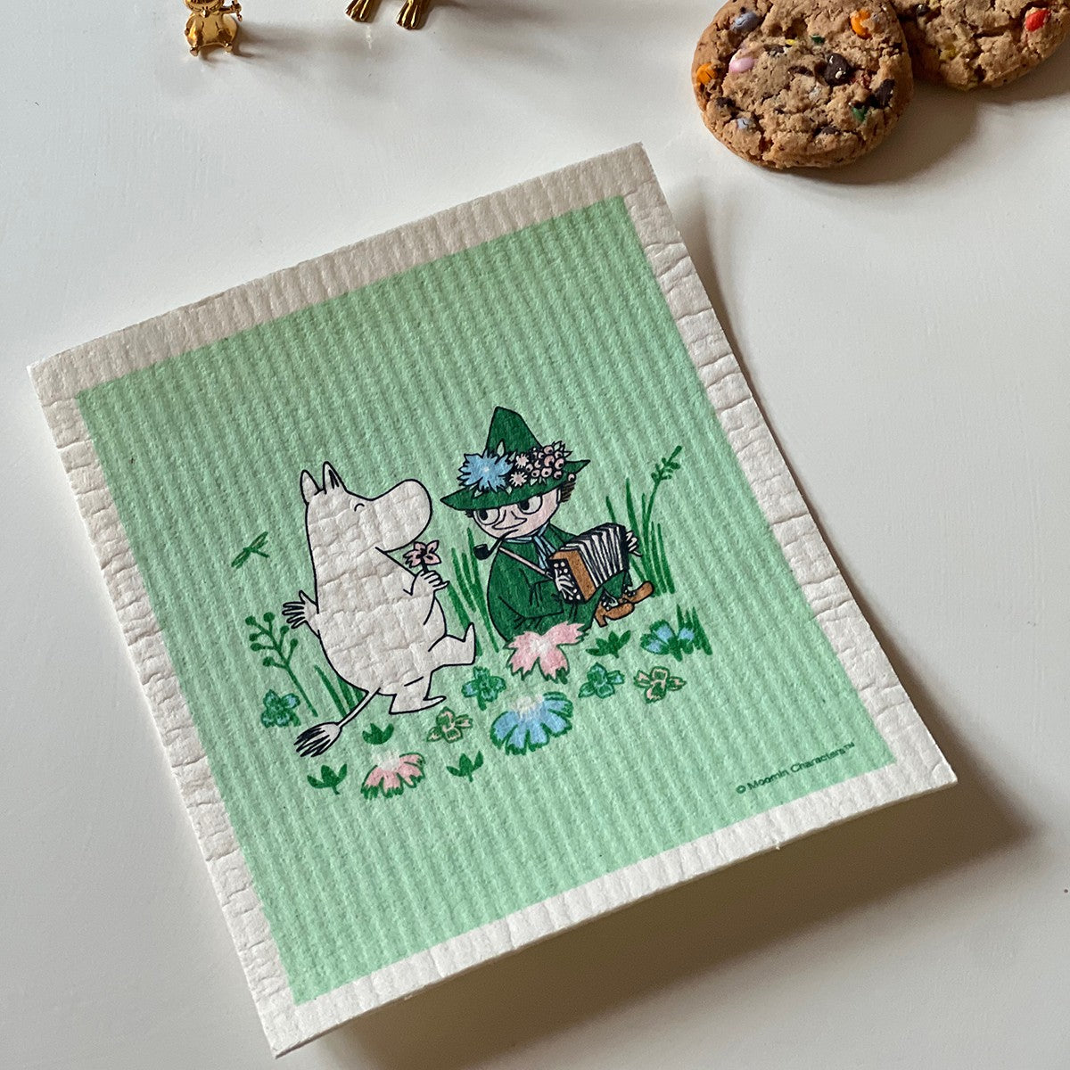 Moomintroll & Snufkin Green Cellulose Dishcloth - Set of 2