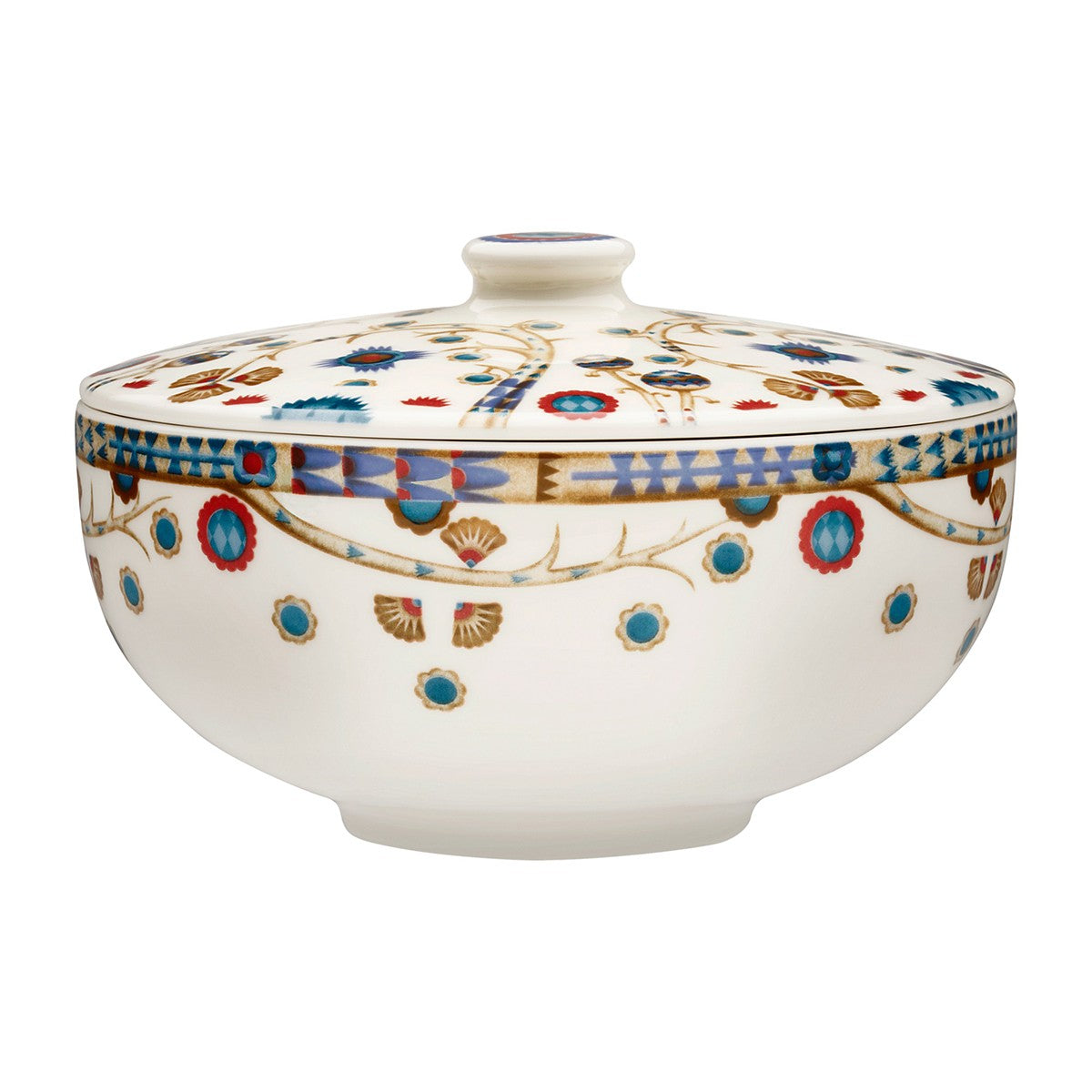 iittala Taika White / Blue Soup Bowl w/ Lid