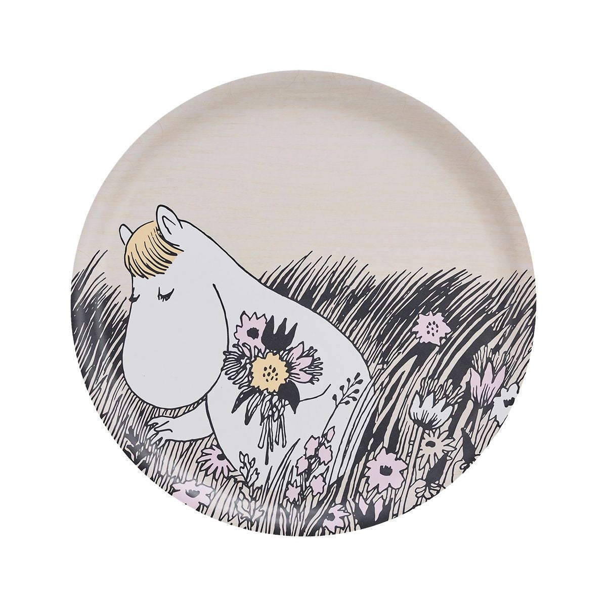Muurla Moomin Summer Night Black / Pink / Yellow Round Tray