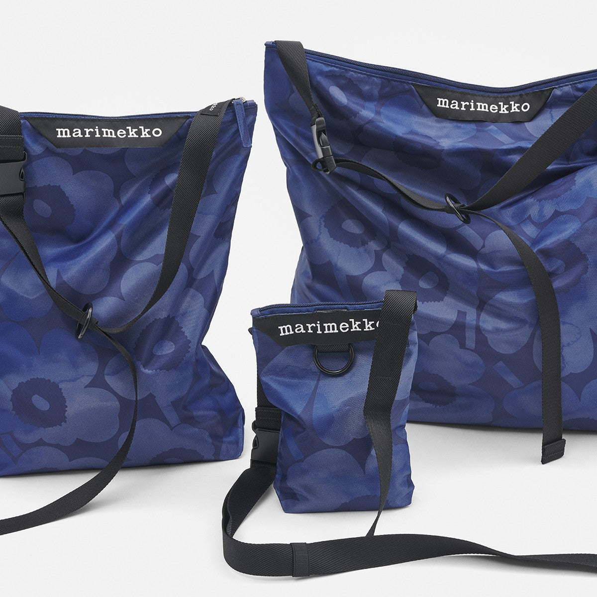 Marimekko Unikko Dark Blue Large Neat Crossbody Shoulder Bag