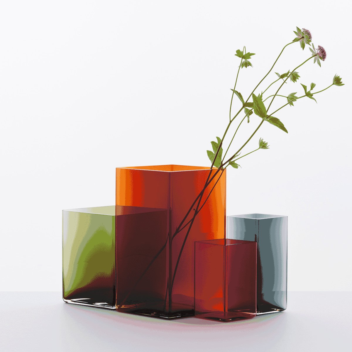 iittala Ruutu Cranberry Glass Vase - 5-1/2"