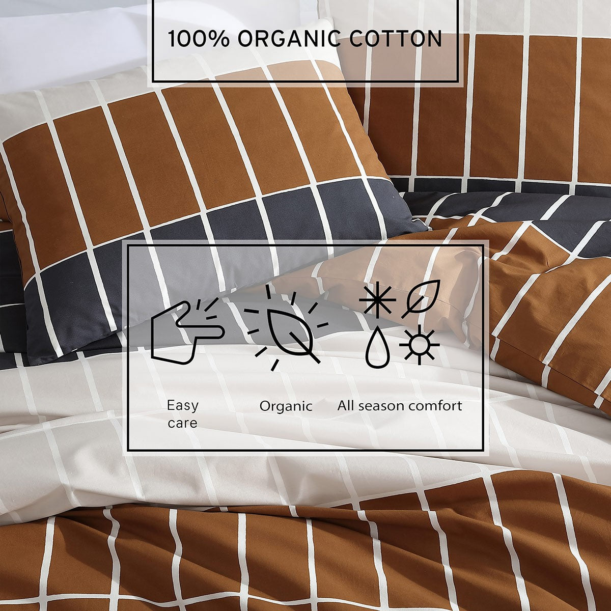 Marimekko Tiiliskivi Brown / Charcoal / Beige King Duvet Cover Set
