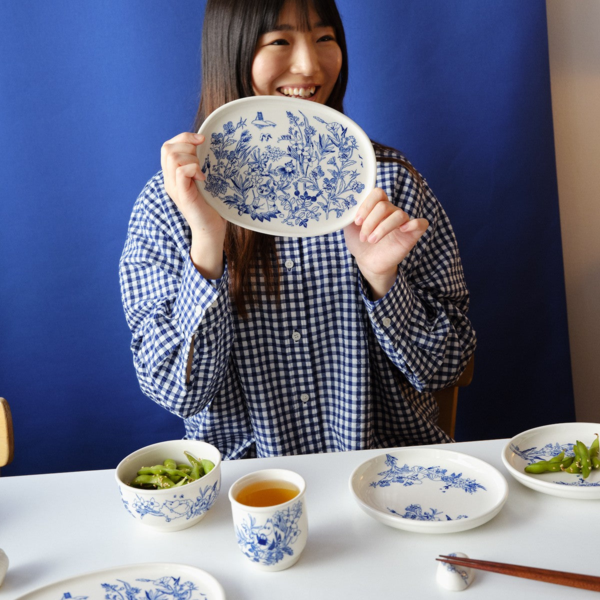 Arabia Moomin Haru White / Blue Serving Plate