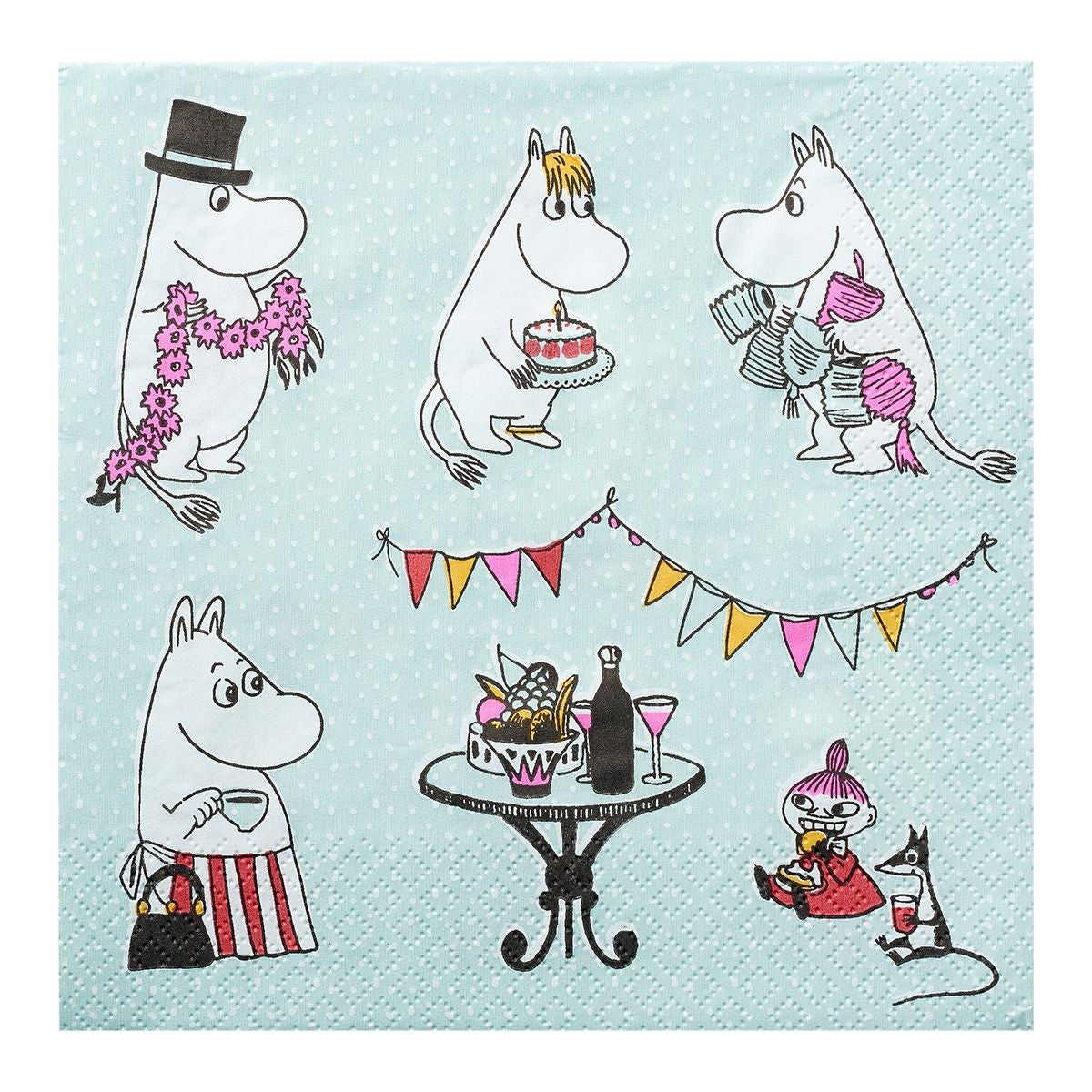Moomin Feast Mint / White / Pink Lunch Napkins
