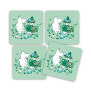 Moomintroll and Snufkin Green 4pc Coaster Set