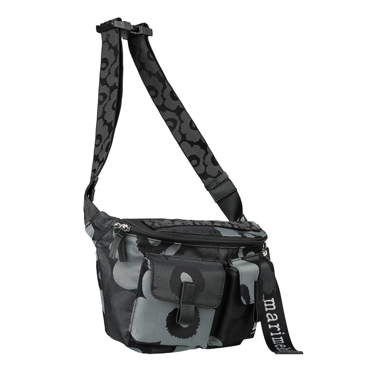 Marimekko Unikko Black / Grey Medium Sling Shoulder Bag
