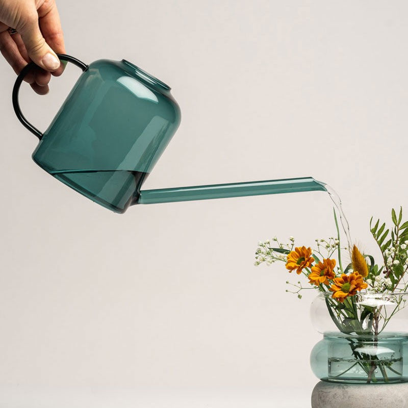 Muurla Teal Glass Watering Can
