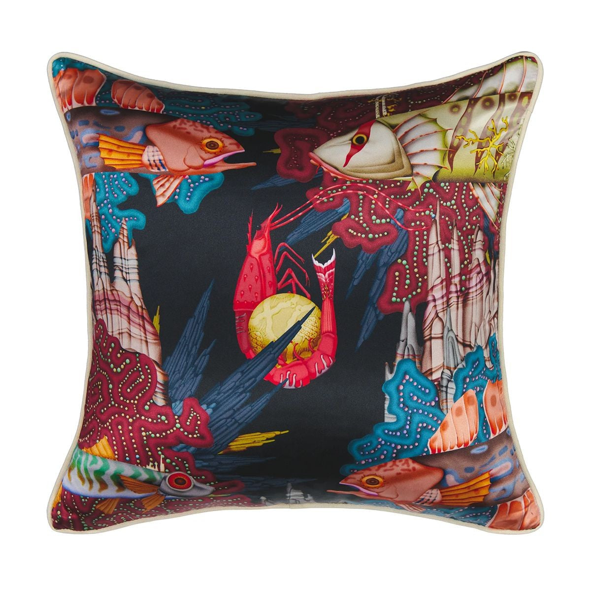 Klaus Haapaniemi Misto Mare Prawn Silk Throw Pillow