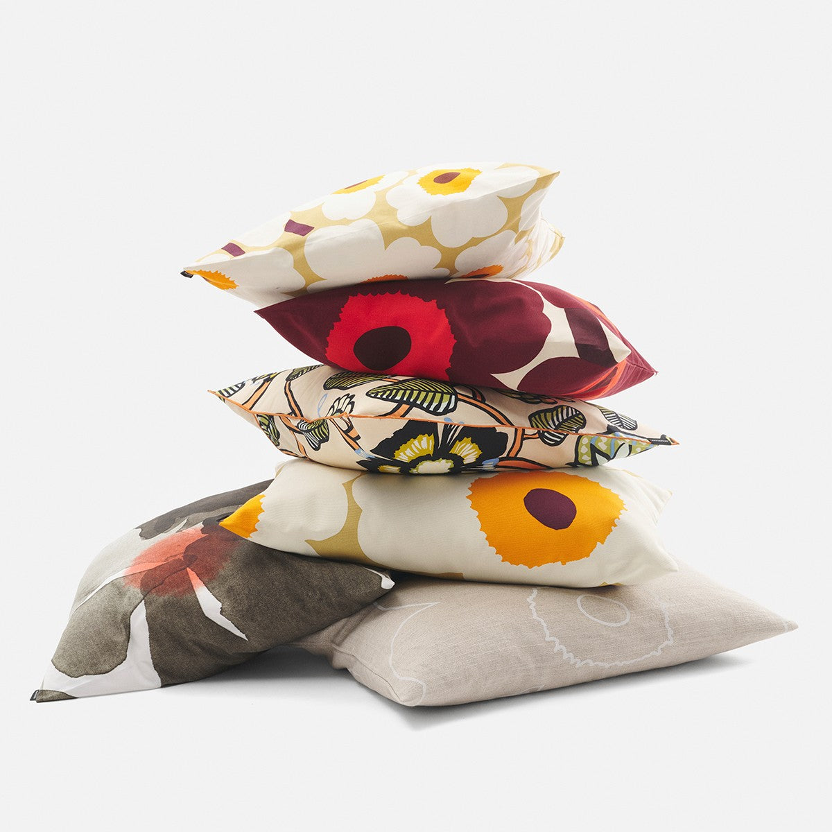 Marimekko Unikko Caramel / Orange / Cream Throw Pillow