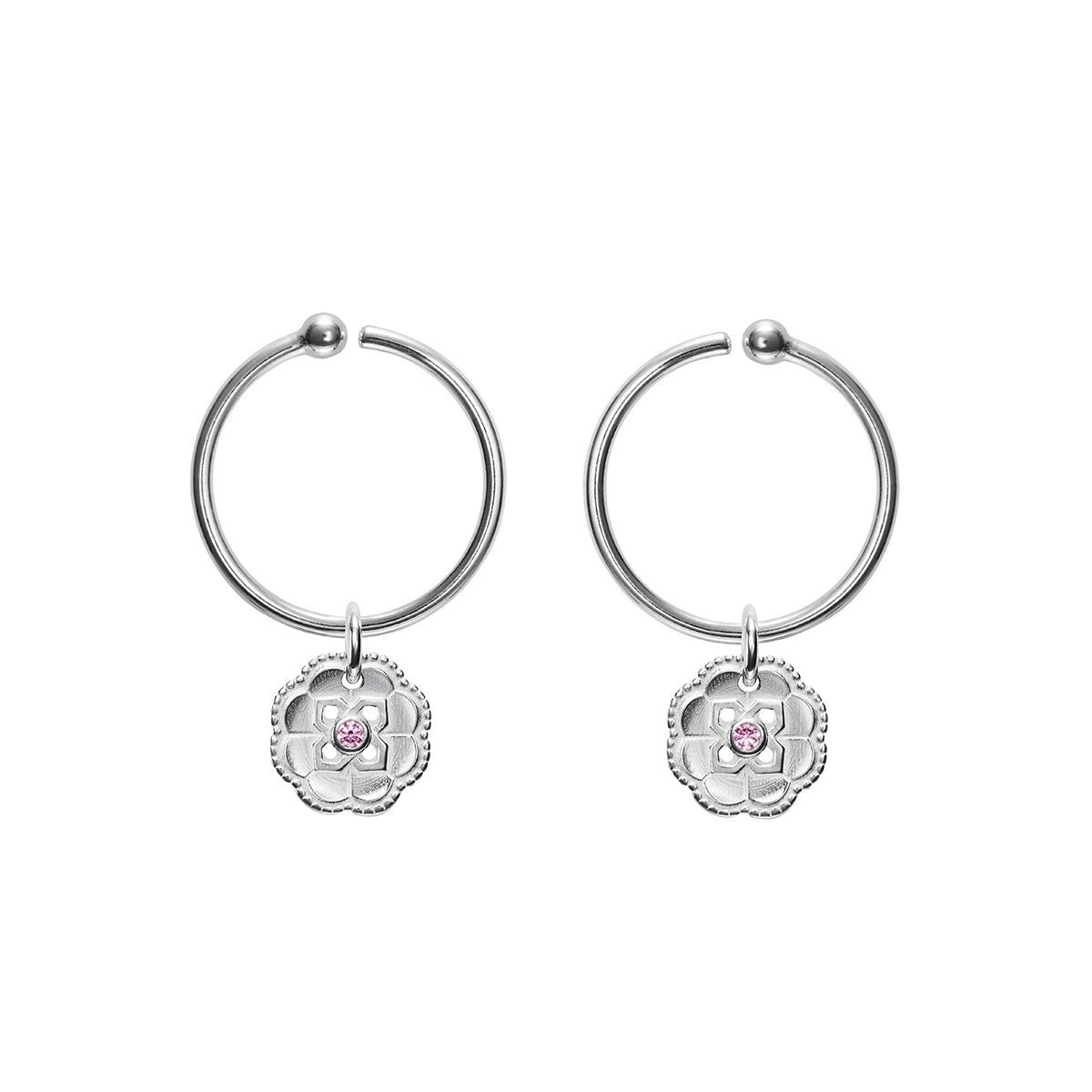 Kalevala Pink Ribbon 2023 Sailor's Knot Silver / Pink Earrings