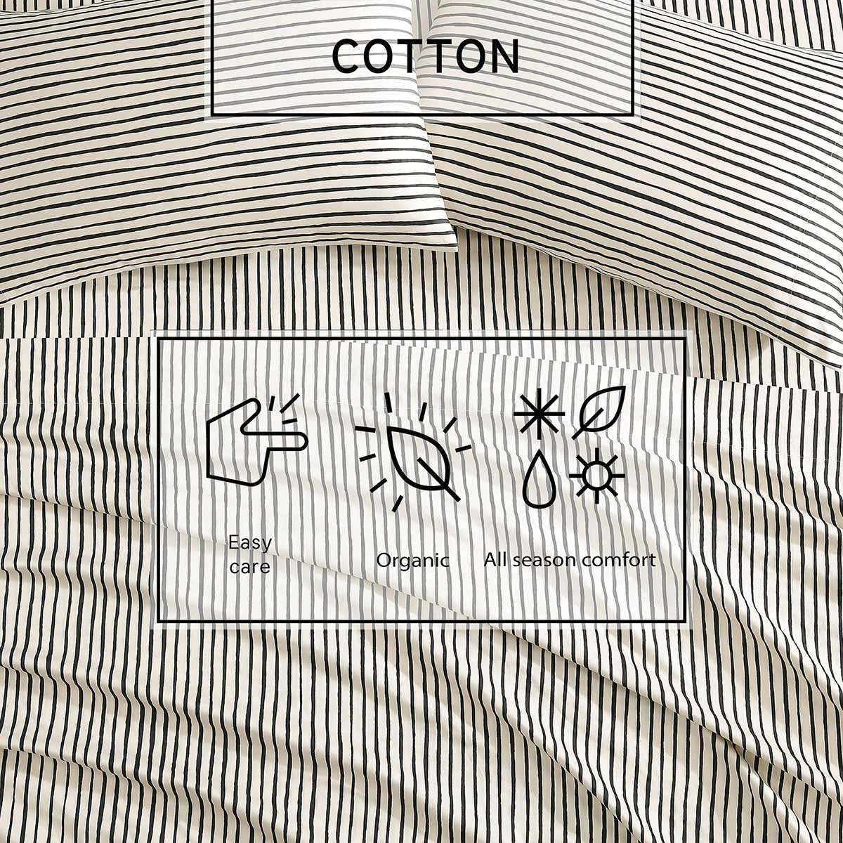Marimekko Piccolo Off White / Charcoal Queen Sheet Set