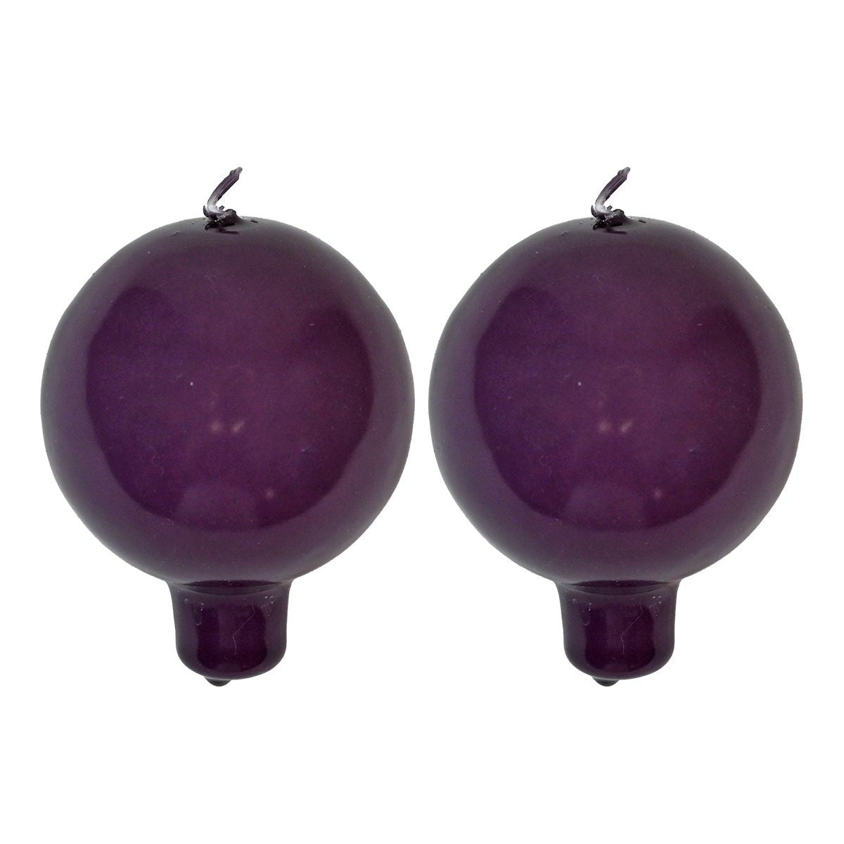 Festivo Glossy Plum Ball Candles - Set of 2