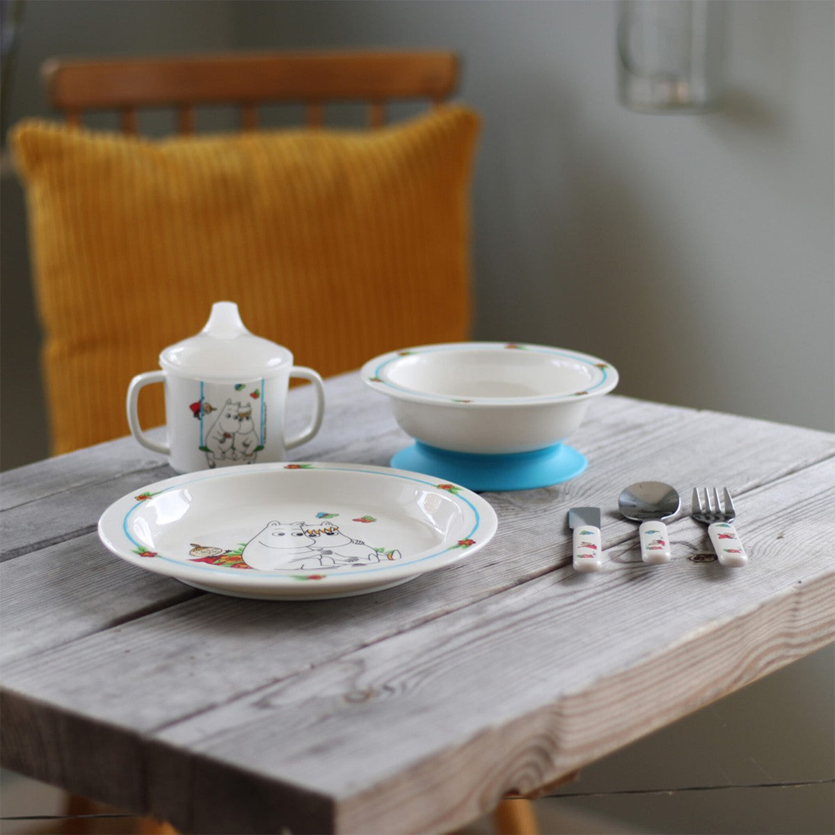 Moomin Floral 3-piece Children's Tableware Boxed Gift Set