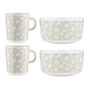 Marimekko Pikkuinen Unikko Sand / White 4pc Breakfast Set
