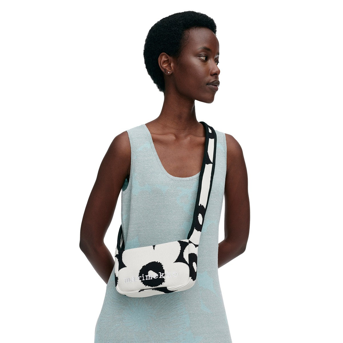 Marimekko Unikko Black / White Mini Knitted Shoulder Bag